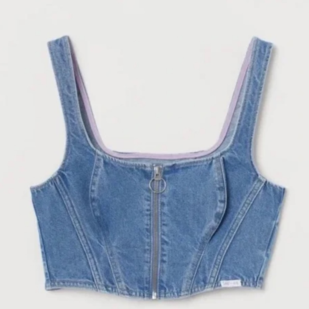 Lee X H&M Denim Front Zip Corset-Style Top